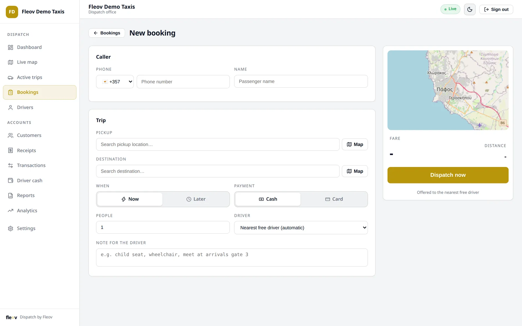 New phone booking form